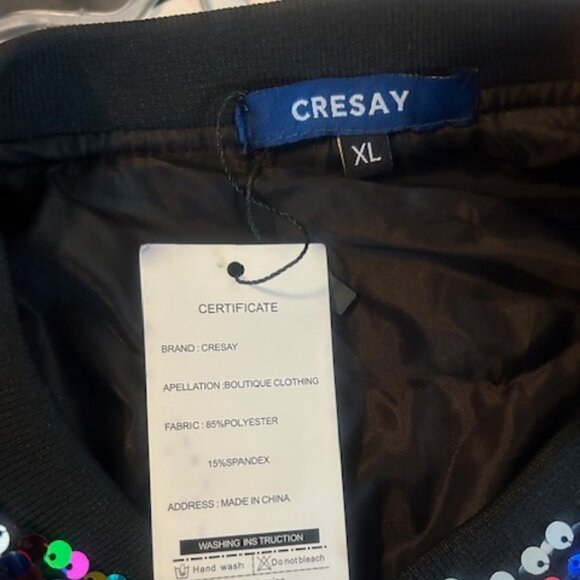 Cresay multi-color sequin zip front bomber jacket, size XL - Picture 5 of 5